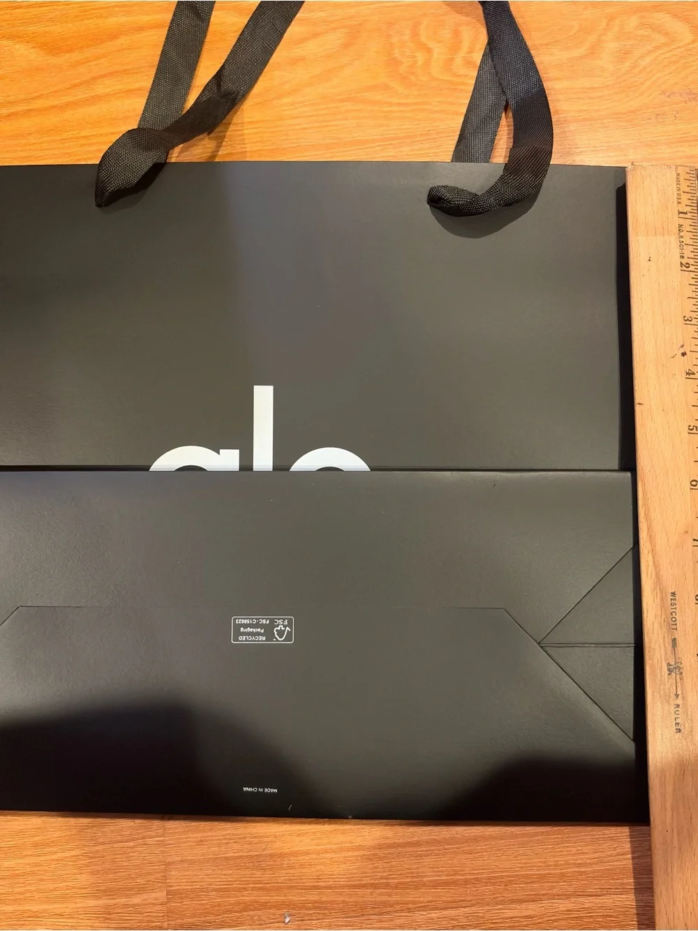 Alo Black Empty Gift Bag - 16”x12”x6”